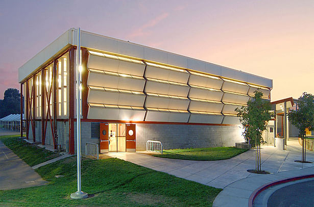 Blach Gym - prefabrcated glazing and panels orineted to the sun