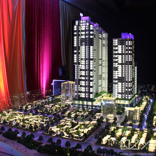 Illuminated Architectural Model of AVIC Luxury Apartments with Surrounding Complex - Exhibition Display