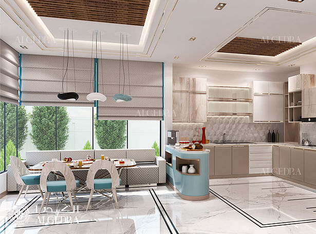 Contemporary kitchen of small villa in Bahrain