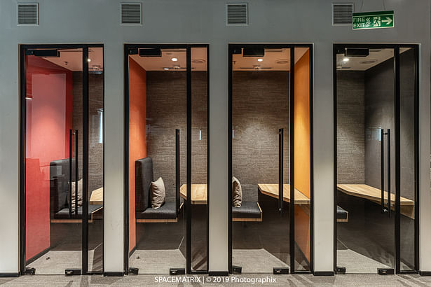 Snug Booths at Browserstack Mumbai designed by Space Matrix 