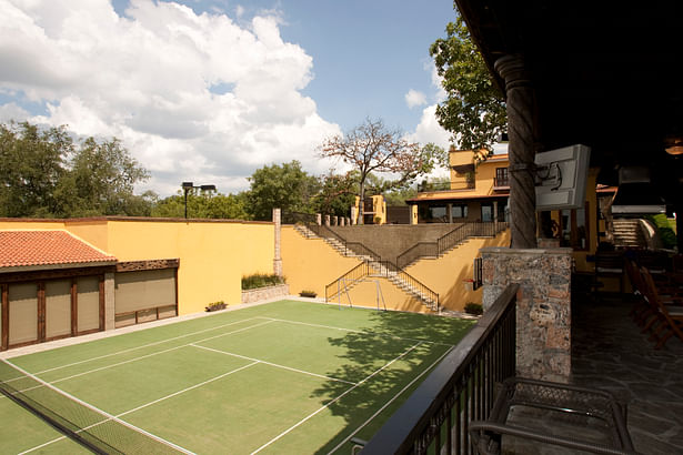 tennis court and spa