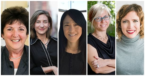 Jury chair Andrea P. Leers (left) with jurors Marion Weiss, Lisa Iwamoto, Linda C. Samuels and Anna B.F. Ives.