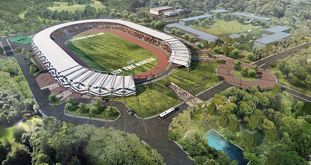  The main consideration in designing this stadium is to link to its surrounding development and open spaces. A proposed sloping landscape that connects the Rizal Park to the stadium creates a sense of openness welcoming everyone to watch or use the venue.