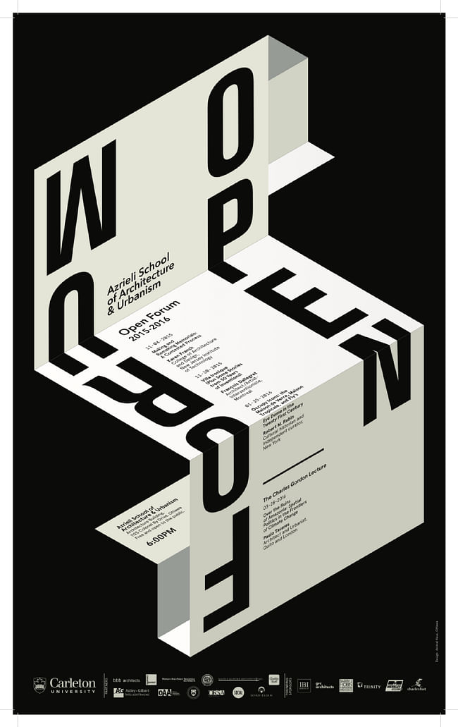 'Open Forum' lecture series. Poster courtesy of Azrieli School of Architecture & Urbanism, Carleton University.