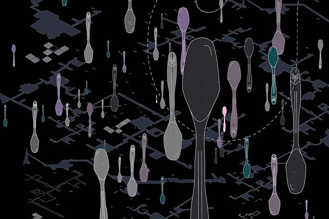 In Kempf’s iconography, spoons represent urban consumers, relentlessly devouring information. (Photo: Courtesy Petra Kempf)