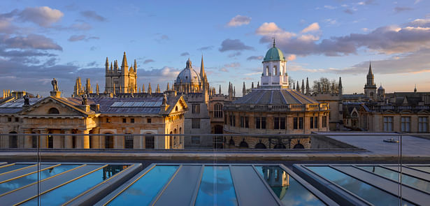 Weston Library - View of Oxford's 'dreaming spires' from the new roof terrace