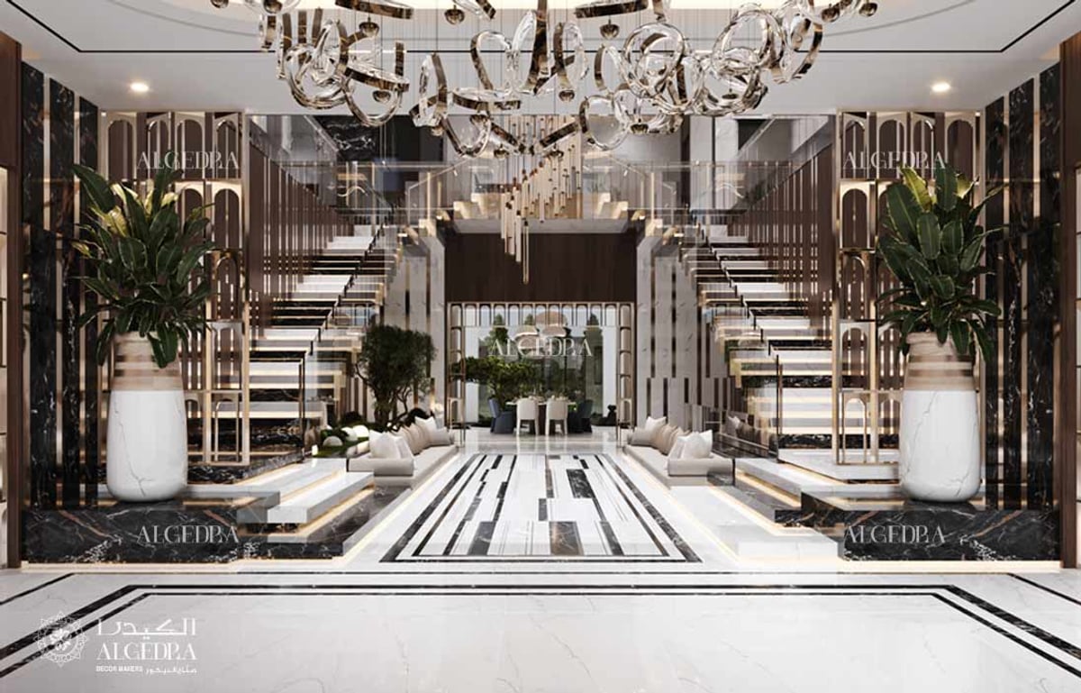 Ultra-Luxury Villa Entrance Design with Double-Height Marble Foyer ...