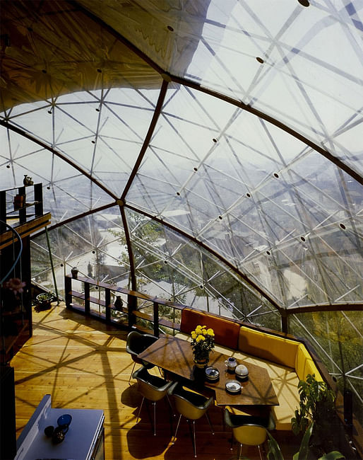 Interior of Bernard Judge's 1962 Triponent House in the Hollywood Hills. Image via BubbleMania.