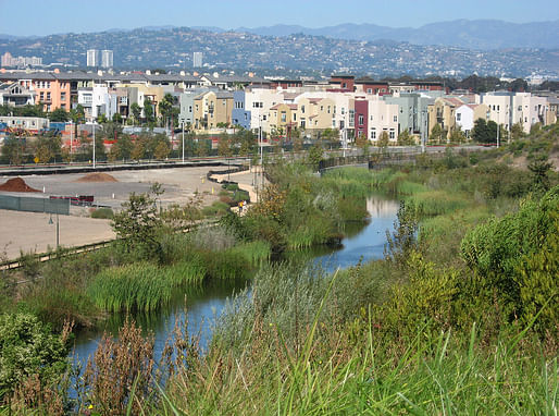 View of Playa Vista, CA from the south, with Bluff Creek in foreground. Photo via Wikipedia.