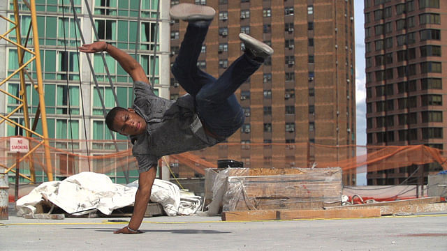 A scene from 'Skyscape', which will have its world premiere at ADFF 2013. The film features dance performances at NYC construction sites. Photo provided by Novita Communications.
