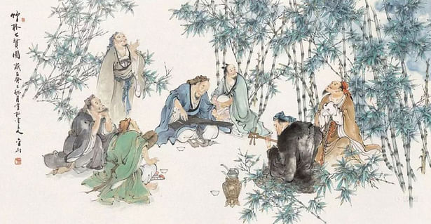 seven sages of the bamboo grove ©靳金斗-竹林七贤