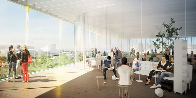 View from inhabited double skin to Finlandia Hall (Image: Kubota & Bachmann Architects+Martinez)