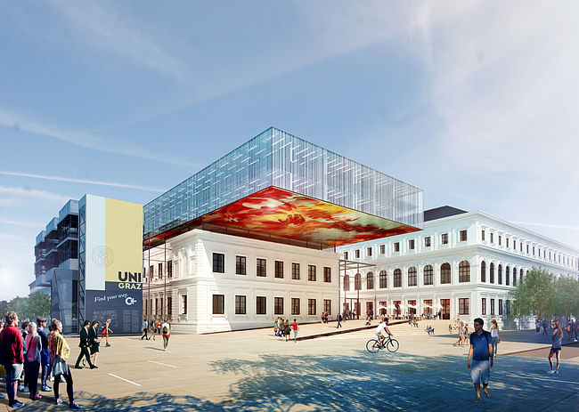Rendering of the winning design for the new University of Graz Library by Atelier Thomas Pucher. Image courtesy of Atelier Thomas Pucher.