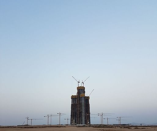 Construction progress at the Jeddah Tower site on July 13, 2016. Photo: Ammar Shaker/Wikipedia.