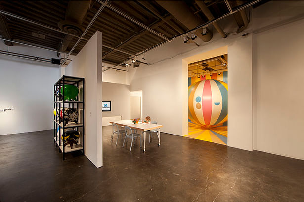 reception area + gallery remodel of art space. technology display + furniture design. 3,600 sq ft.