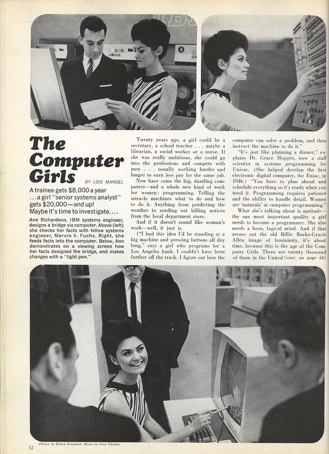 'Computer Girls' 1967 article from Cosmopolitan magazine. 