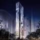 Street view, night (Image: Murphy/Jahn Architects)