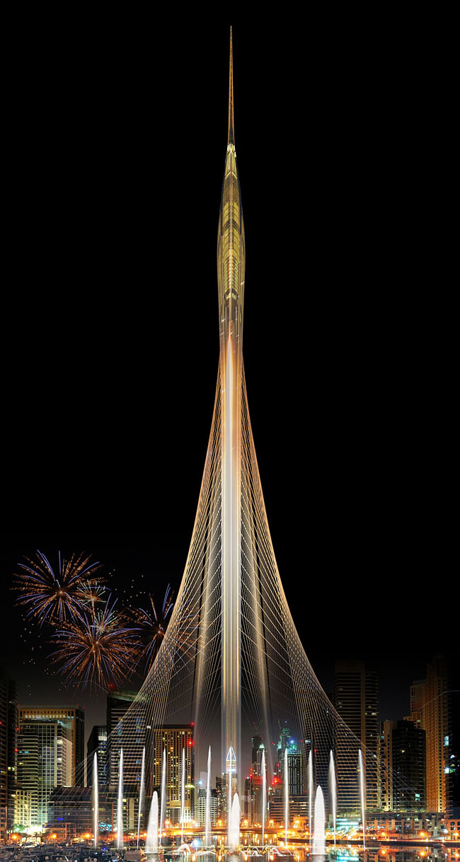 Santiago Calatrava's winning design for the new Dubai Creek Harbor observation tower. Image © Santiago Calatrava