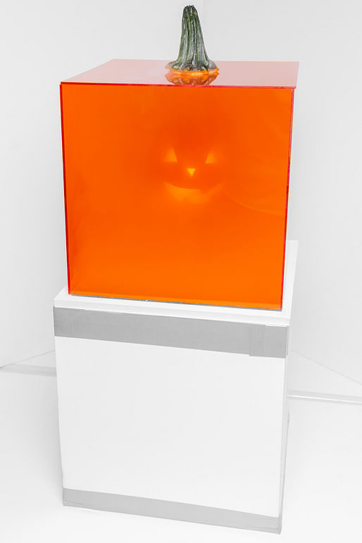 Firm members conceptualized a jack-in-the-box jack-o-lantern, which explored notions of visibility and presence while emanating sinister smoke plumes​. Photo by Erik Barden.