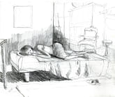 drawing - woman sleeping