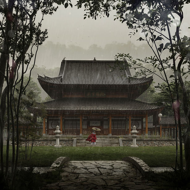 Traditional Chinese architecture on our 3d render