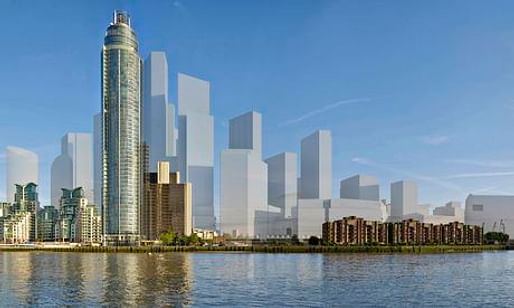 How the view along the Thames from Vauxhall might look. (The Guardian; Photograph: Hayes Davidson)