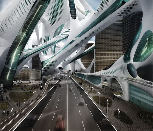 “2100: A Dystopian Utopia – The City After Climate Change” by StudioTEKA Design. Image via StudioTEKA Design.