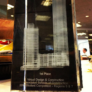 A NewSchool of Architecture and Design team won 1st place in the Virtual Design and Construction category at February 2013 ASC student competition.