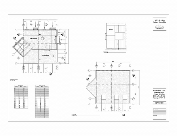 2nd floor and roofplans. Door and window schedules. Stair detail plan. 