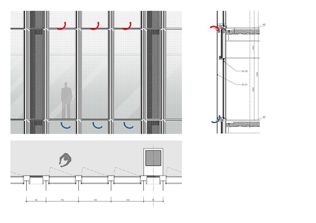 Double-skin curtain wall detail