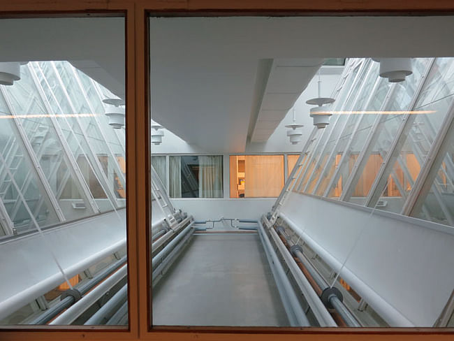 National Pensions Building skylights from interior