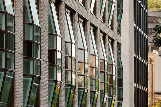 Facade close-up of Thomas Heatherwick's Lantern House residential building in New York City. Colin Miller