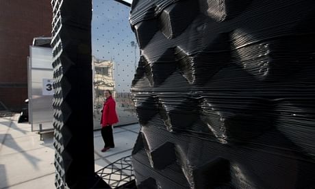 3D-printed house … The future of volume house-building, or a novelty technology for temporary pavilions? (The Guardian; Photograph: Peter Dejong/ASSOCIATED PRESS)