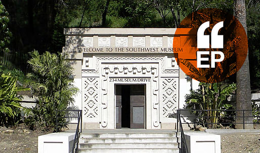A Mayan-Revival gate marks the main pedestrian entrance to the Southwest Museum in Los Angeles. Image courtesy of The Autry