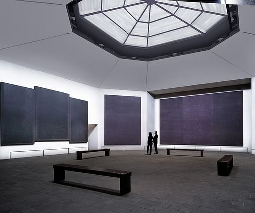 Rendering of the updated chapel with the new skylight as a major imprvement. Image: Kate Rothko Prizel & Christopher Rothko/Artists Rights Society (ARS), New York; Architecture Research Office.