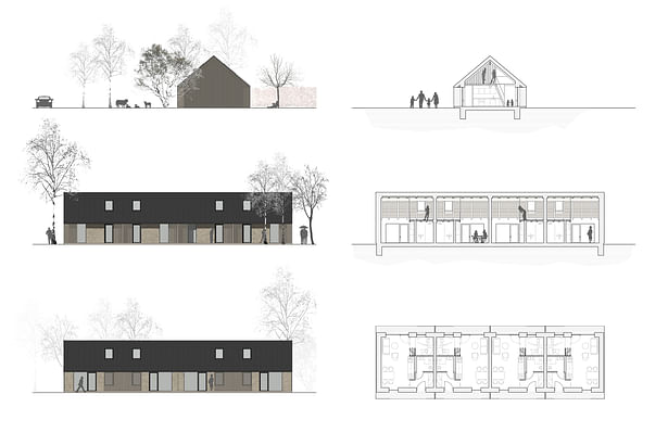 floor plan, sections, elevations henkai architekti