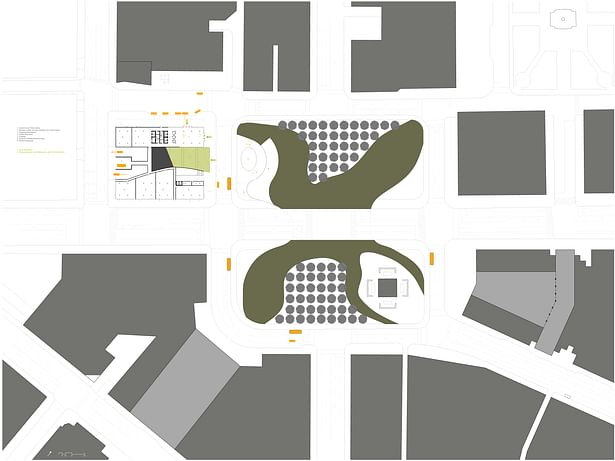Ground floor plan including context of Public Square.