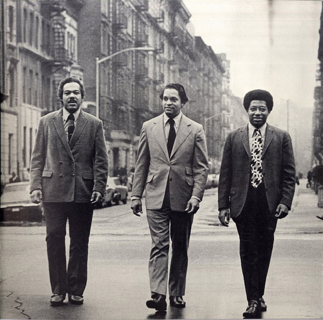 Donald P. Ryder (center) with architects J. Max Bond Jr. (left) and Nathan Smith, ca. 1969. Image - Davis Brody Bond, LLP
