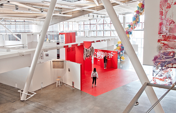 Bird's eye view of Red Room (Fine Arts, Humanities + Sciences)