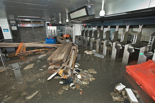Employees from MTA New York City Transit worked to restore the South Ferry subway station after it was flooded by seawater during Hurricane Sandy in 2012. Photo courtesy of the Metropolitan Transportation Authority of the State of New York. 
