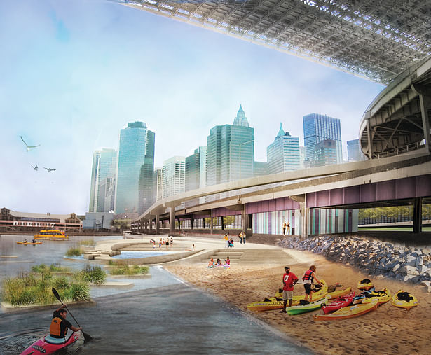 Rendering of proposed Brooklyn Bridge Beach