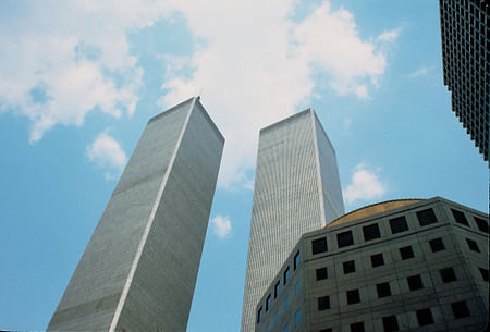 The Twin Towers at the World Trade Center as seen in 1987. Image: Yann Forget/Wikimedia Commons