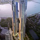 Aerial view of Tower 1 and Tower 2 (Image: Adrian Smith + Gordon Gill Architecture)