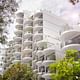 LAVA's proposal consists of adding 'clip-on' curved balconies to improve amenity for the SIRIUS apartment building. Image via architectureanddesign.com.au.