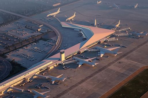 The recently-completed Terminal 5 at Chicago O’Hare International Airport. Render courtesy: HOK and Muller & Muller Ltd.