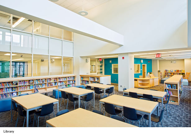 Library with double-height ceiling