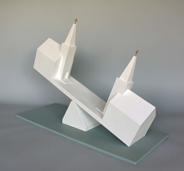 Seesaw Churches, 30 inches L 12 inches W 22 inches H.