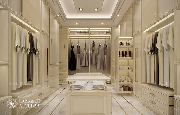 Dressing room design in luxury villa