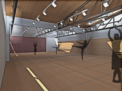 Interior dance classroom view