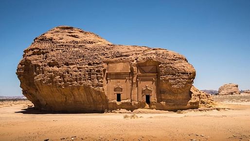 Tomb at the Mada'in Saleh archaeological site in Al-Ula​.